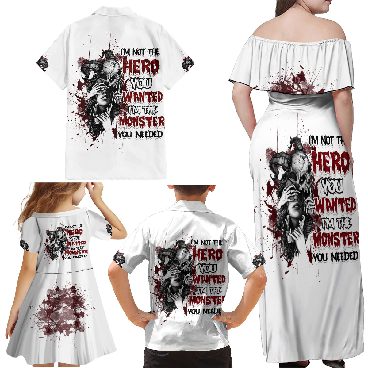 I'm Not The Hero You Wanted Family Matching Off Shoulder Maxi Dress and Hawaiian Shirt - Wonder Print Shop