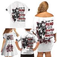 I'm Not The Hero You Wanted Family Matching Off Shoulder Short Dress and Hawaiian Shirt - Wonder Print Shop