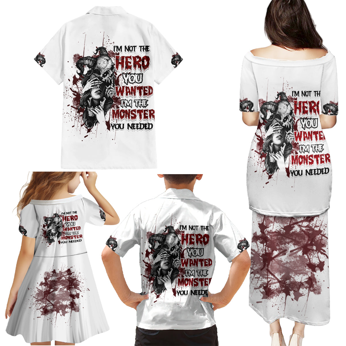 I'm Not The Hero You Wanted Family Matching Puletasi Dress and Hawaiian Shirt - Wonder Print Shop