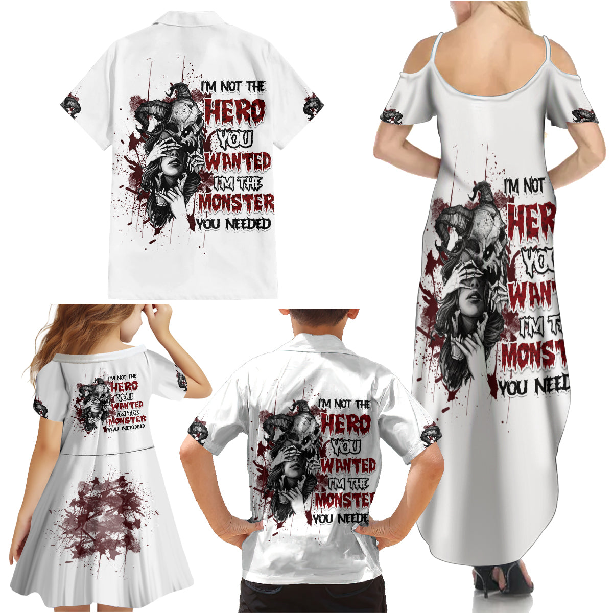 I'm Not The Hero You Wanted Family Matching Summer Maxi Dress and Hawaiian Shirt - Wonder Print Shop