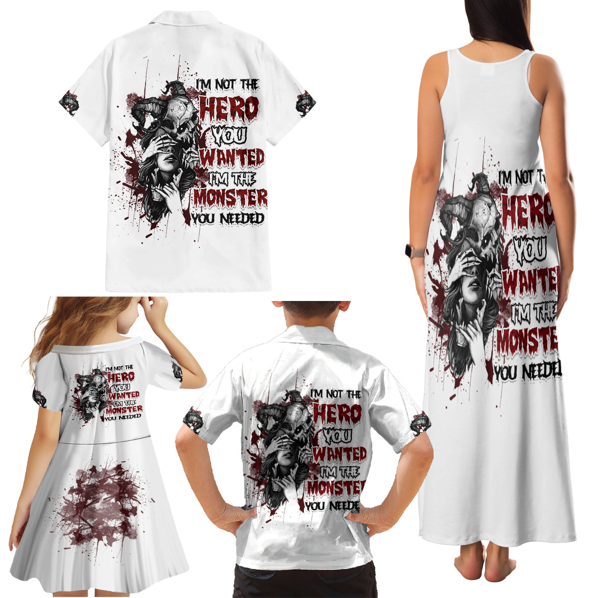 I'm Not The Hero You Wanted Family Matching Tank Maxi Dress and Hawaiian Shirt - Wonder Print Shop