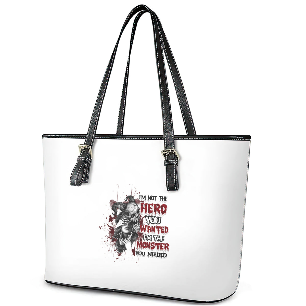 I'm Not The Hero You Wanted Leather Tote Bag - Wonder Print Shop