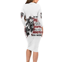 I'm Not The Hero You Wanted Long Sleeve Bodycon Dress - Wonder Print Shop