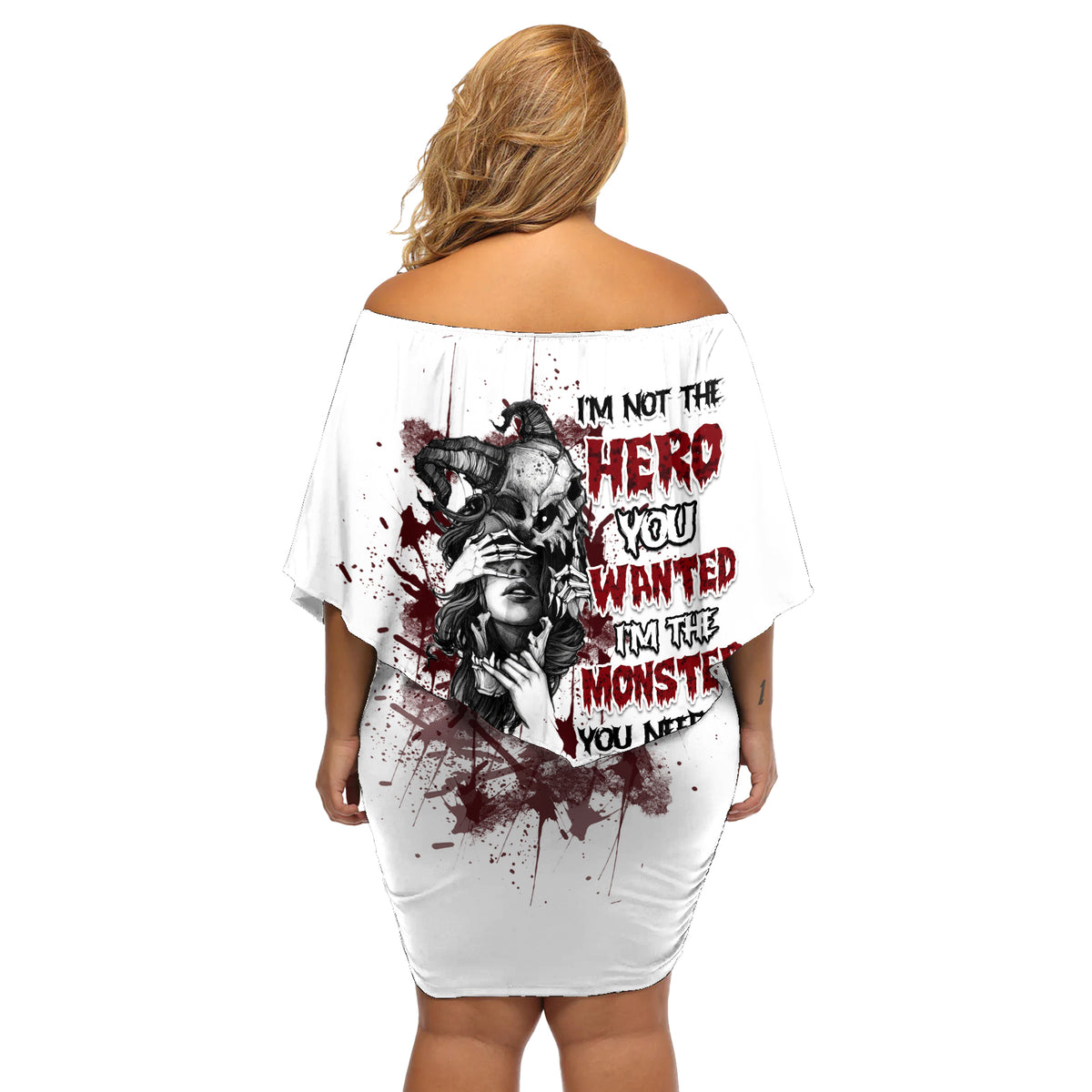 I'm Not The Hero You Wanted Off Shoulder Short Dress - Wonder Print Shop