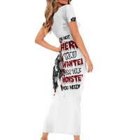 I'm Not The Hero You Wanted Short Sleeve Bodycon Dress - Wonder Print Shop