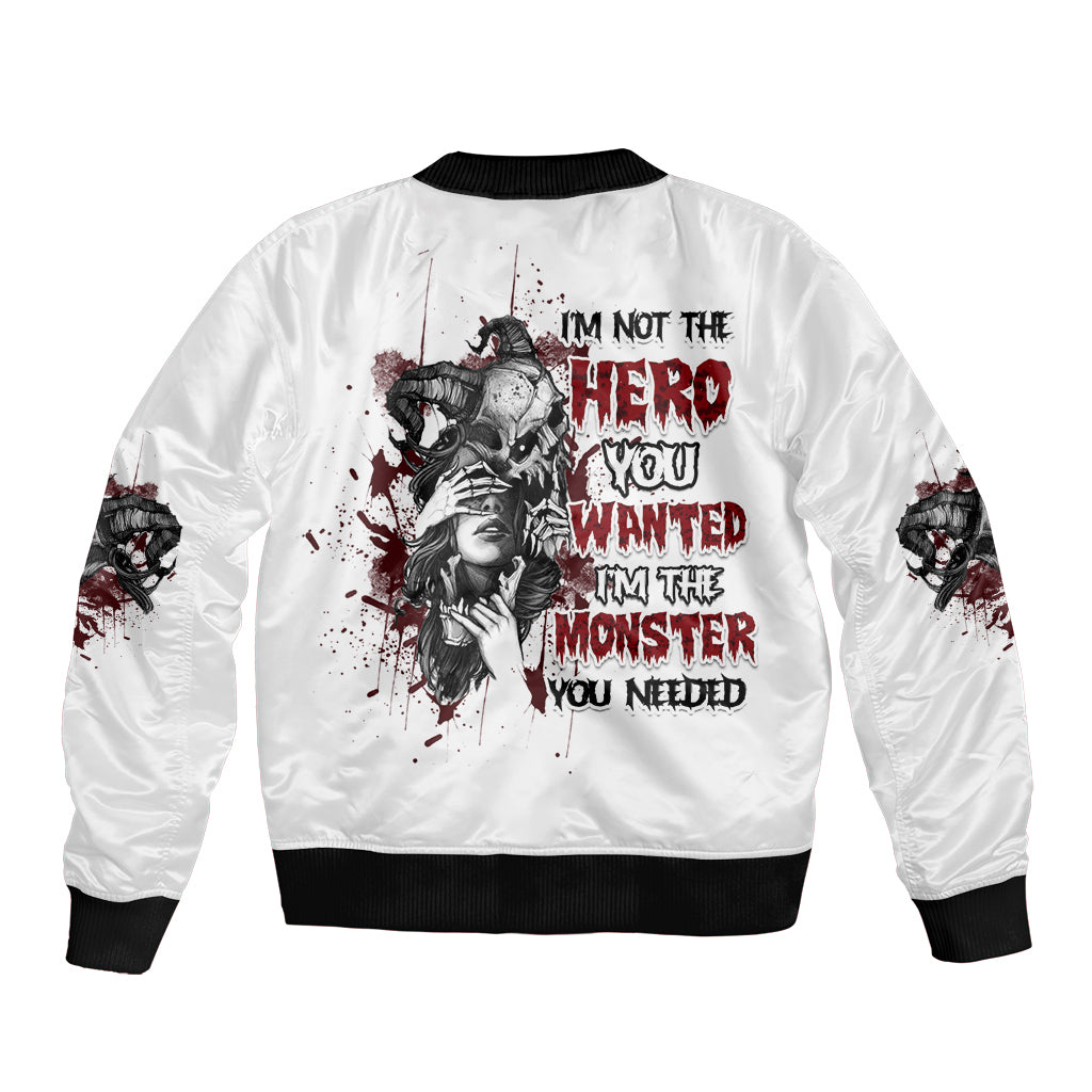 I'm Not The Hero You Wanted Sleeve Zip Bomber Jacket - Wonder Print Shop