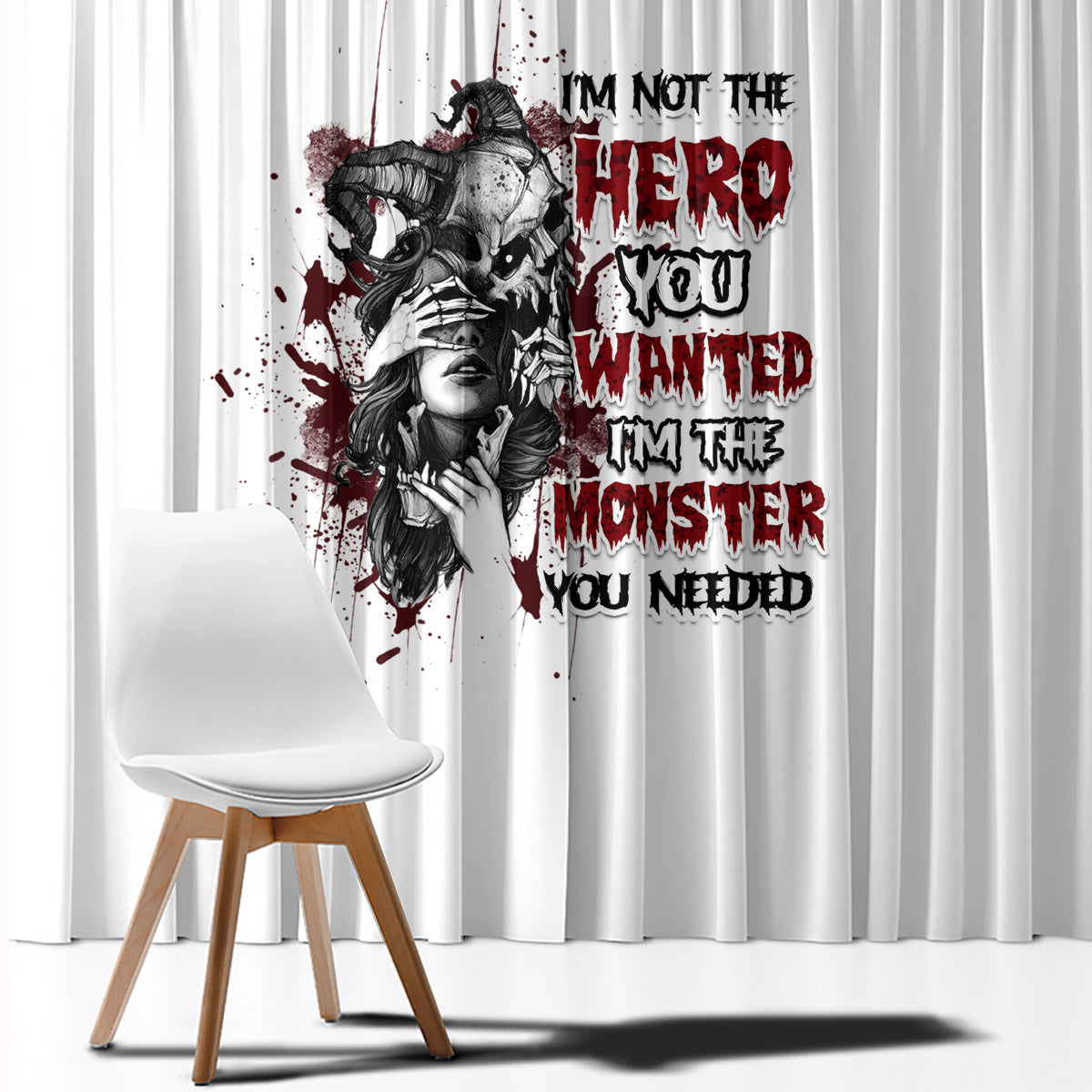 I'm Not The Hero You Wanted Window Curtain - Wonder Print Shop