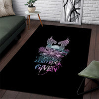 Skull Wings Roses - Zero Fuck Given Area Rug - Wonder Print Shop