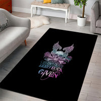 Skull Wings Roses - Zero Fuck Given Area Rug - Wonder Print Shop