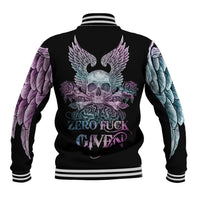 Skull Wings Roses - Zero Fuck Given Baseball Jacket - Wonder Print Shop