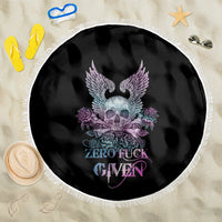 Skull Wings Roses - Zero Fuck Given Beach Blanket - Wonder Print Shop