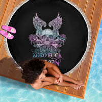 Skull Wings Roses - Zero Fuck Given Beach Blanket - Wonder Print Shop