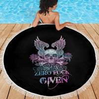 Skull Wings Roses - Zero Fuck Given Beach Blanket - Wonder Print Shop