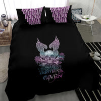 Skull Wings Roses - Zero Fuck Given Bedding Set - Wonder Print Shop