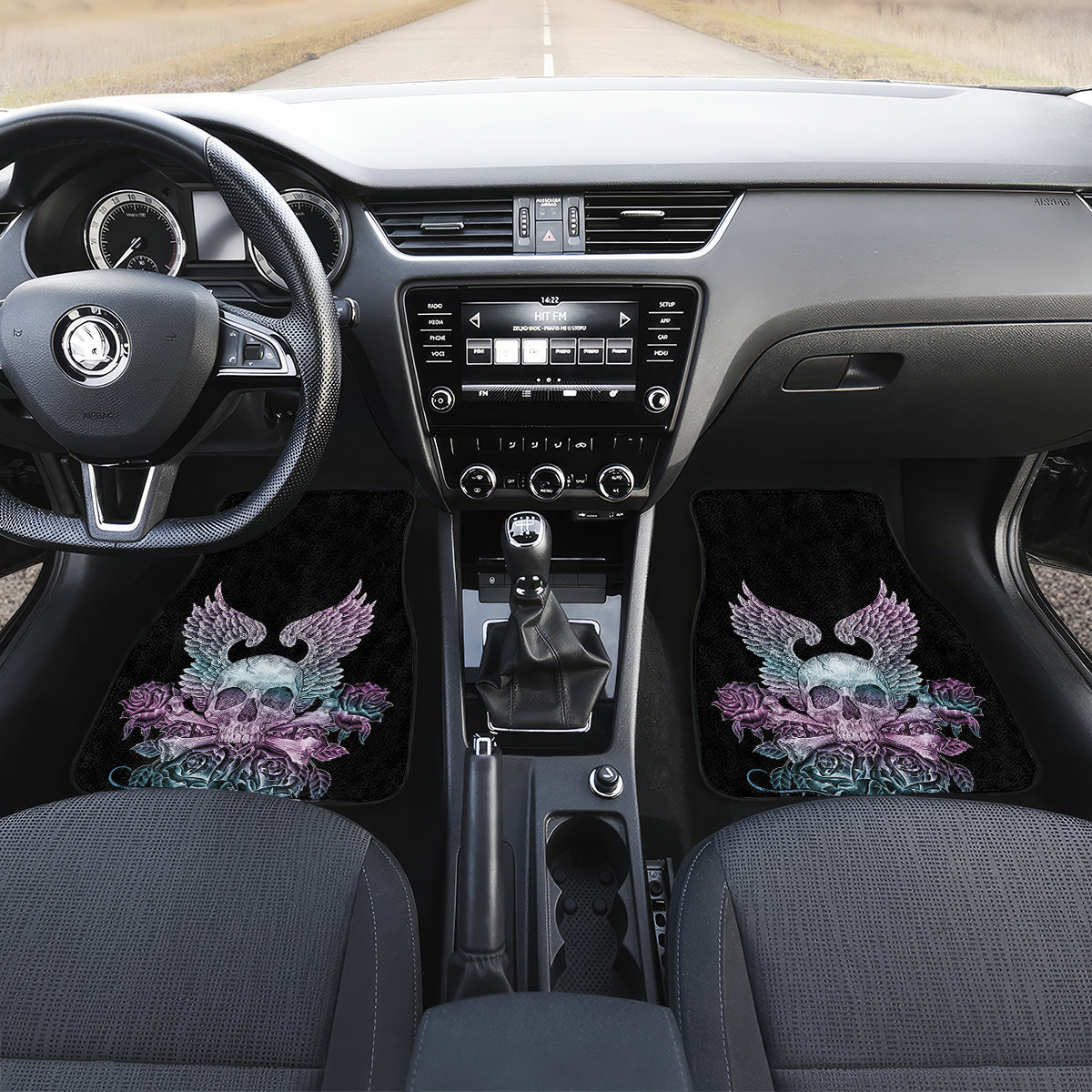 Skull Wings Roses - Zero Fuck Given Car Mats - Wonder Print Shop
