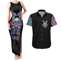 Skull Wings Roses - Zero Fuck Given Couples Matching Tank Maxi Dress and Hawaiian Shirt - Wonder Print Shop