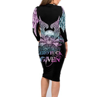 Skull Wings Roses - Zero Fuck Given Family Matching Long Sleeve Bodycon Dress and Hawaiian Shirt - Wonder Print Shop