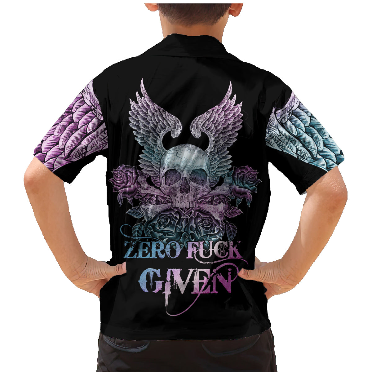 Skull Wings Roses - Zero Fuck Given Family Matching Mermaid Dress and Hawaiian Shirt - Wonder Print Shop