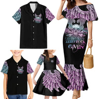 Skull Wings Roses - Zero Fuck Given Family Matching Mermaid Dress and Hawaiian Shirt - Wonder Print Shop