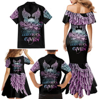 Skull Wings Roses - Zero Fuck Given Family Matching Mermaid Dress and Hawaiian Shirt - Wonder Print Shop