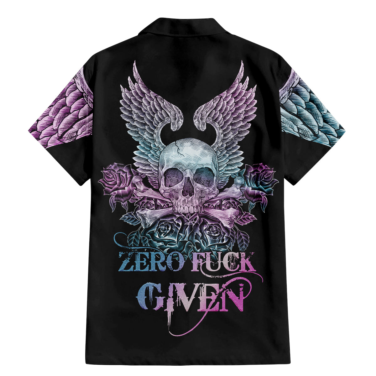 Skull Wings Roses - Zero Fuck Given Family Matching Mermaid Dress and Hawaiian Shirt - Wonder Print Shop