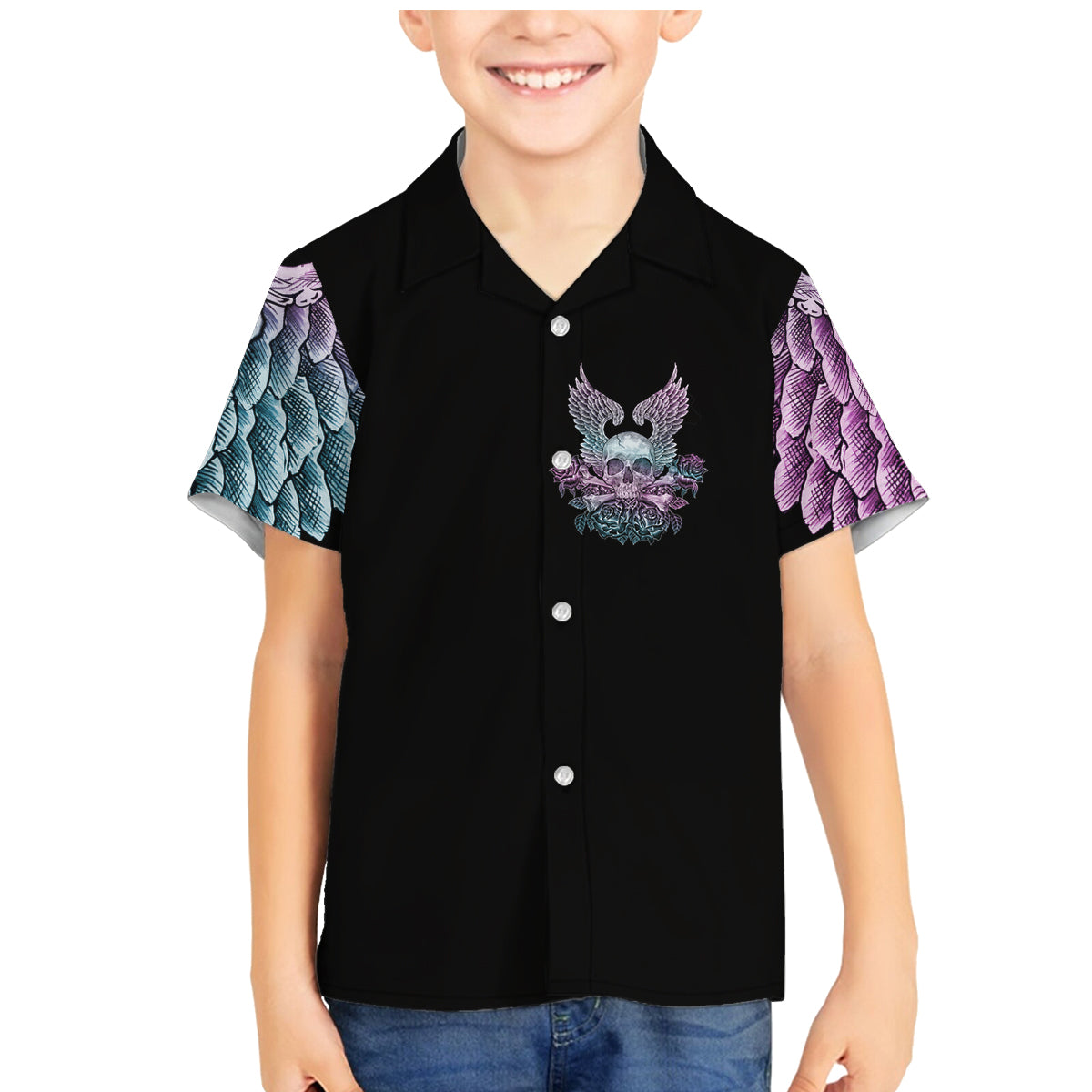 Skull Wings Roses - Zero Fuck Given Family Matching Mermaid Dress and Hawaiian Shirt - Wonder Print Shop