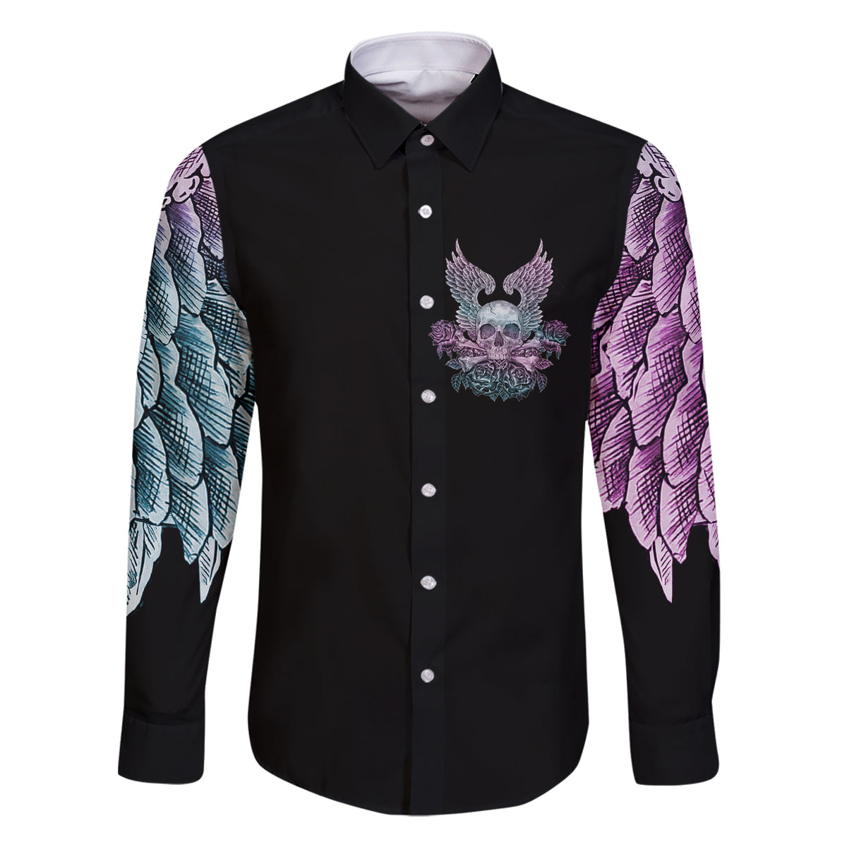 Skull Wings Roses - Zero Fuck Given Family Matching Off Shoulder Maxi Dress and Hawaiian Shirt - Wonder Print Shop