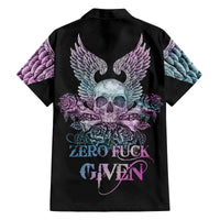 Skull Wings Roses - Zero Fuck Given Family Matching Off Shoulder Short Dress and Hawaiian Shirt - Wonder Print Shop