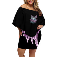 Skull Wings Roses - Zero Fuck Given Family Matching Off Shoulder Short Dress and Hawaiian Shirt - Wonder Print Shop