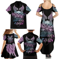 Skull Wings Roses - Zero Fuck Given Family Matching Summer Maxi Dress and Hawaiian Shirt - Wonder Print Shop
