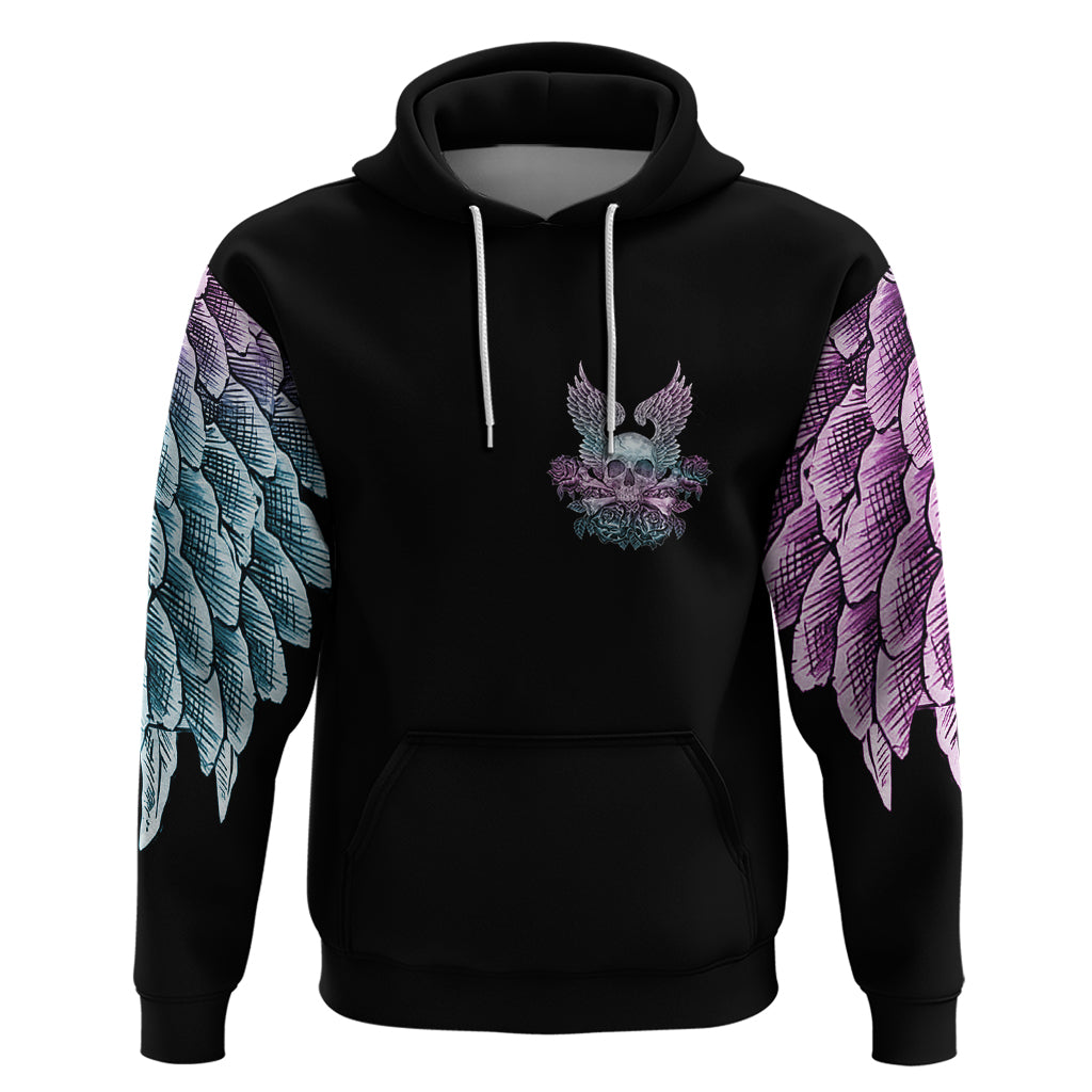 Skull Wings Roses - Zero Fuck Given Hoodie - Wonder Print Shop