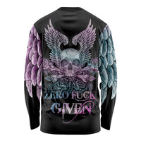 Skull Wings Roses - Zero Fuck Given Long Sleeve Shirt - Wonder Print Shop