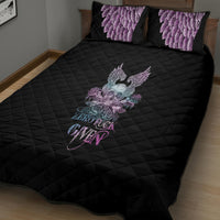 Skull Wings Roses - Zero Fuck Given Quilt Bed Set - Wonder Print Shop