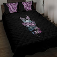 Skull Wings Roses - Zero Fuck Given Quilt Bed Set - Wonder Print Shop