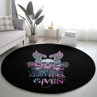 skull-wings-roses-zero-fuck-given-round-carpet