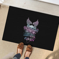 Skull Wings Roses - Zero Fuck Given Rubber Doormat - Wonder Print Shop