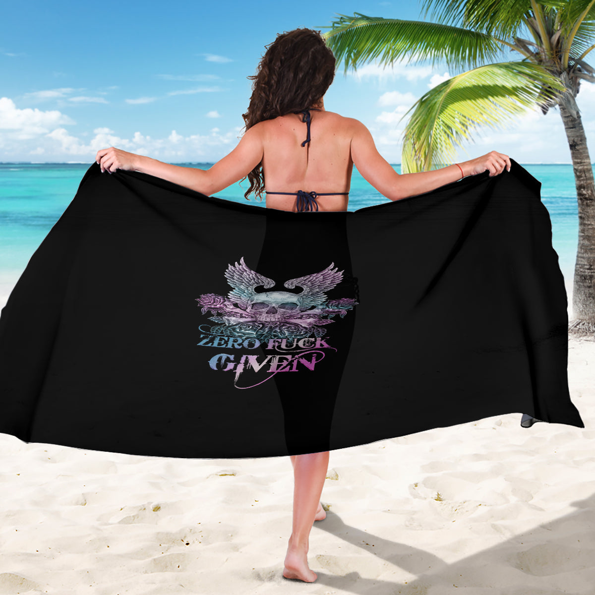 Skull Wings Roses - Zero Fuck Given Sarong - Wonder Print Shop