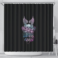 skull-wings-roses-zero-fuck-given-shower-curtain