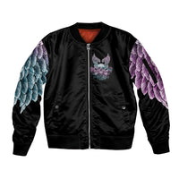 Skull Wings Roses - Zero Fuck Given Sleeve Zip Bomber Jacket - Wonder Print Shop