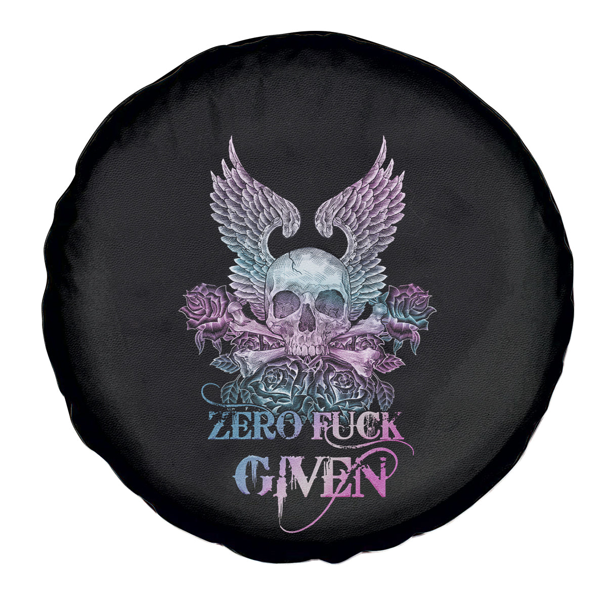 Skull Wings Roses - Zero Fuck Given Spare Tire Cover - Wonder Print Shop