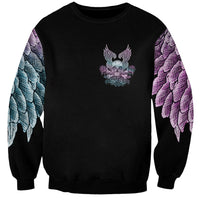 Skull Wings Roses - Zero Fuck Given Sweatshirt - Wonder Print Shop