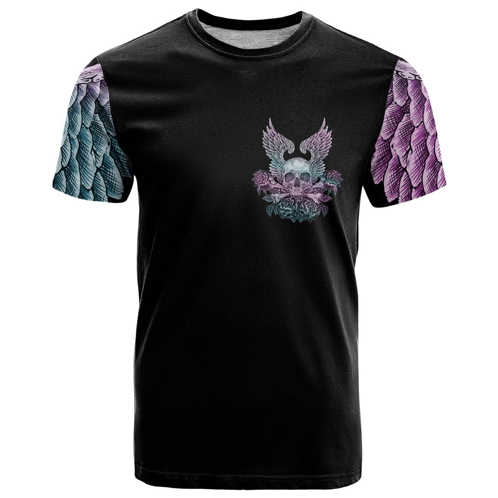 Skull Wings Roses - Zero Fuck Given T Shirt - Wonder Print Shop