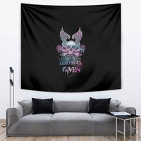 Skull Wings Roses - Zero Fuck Given Tapestry - Wonder Print Shop