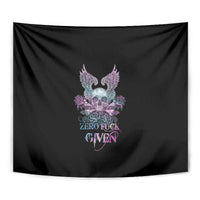 Skull Wings Roses - Zero Fuck Given Tapestry - Wonder Print Shop
