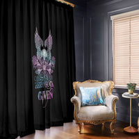 Skull Wings Roses - Zero Fuck Given Window Curtain - Wonder Print Shop