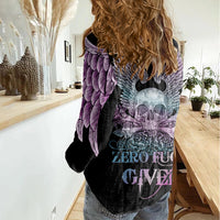 Skull Wings Roses - Zero Fuck Given Women Casual Shirt - Wonder Print Shop