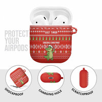 East Timor Christmas AirPods Case with Santa Crocodile Gingerbread Palm Trees and Red Holiday - Wonder Print Shop