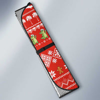 East Timor Christmas Auto Sun Shade with Santa Crocodile Gingerbread Palm Trees and Red Holiday - Wonder Print Shop