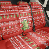 East Timor Christmas Back Car Seat Cover with Santa Crocodile Gingerbread Palm Trees and Red Holiday - Wonder Print Shop