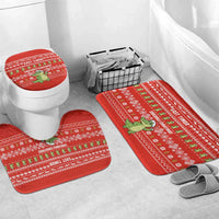 East Timor Christmas Bathroom Set with Santa Crocodile Gingerbread Palm Trees and Red Holiday - Wonder Print Shop